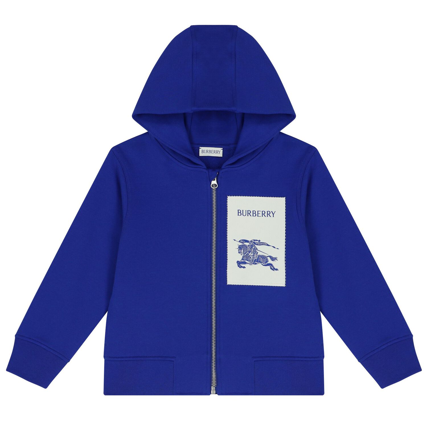 Boys Blue Logo Hooded Zip Up Top, 1, hi-res