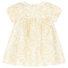 Younger Girls White & Beige Barocco Dress Set, 1, hi-res