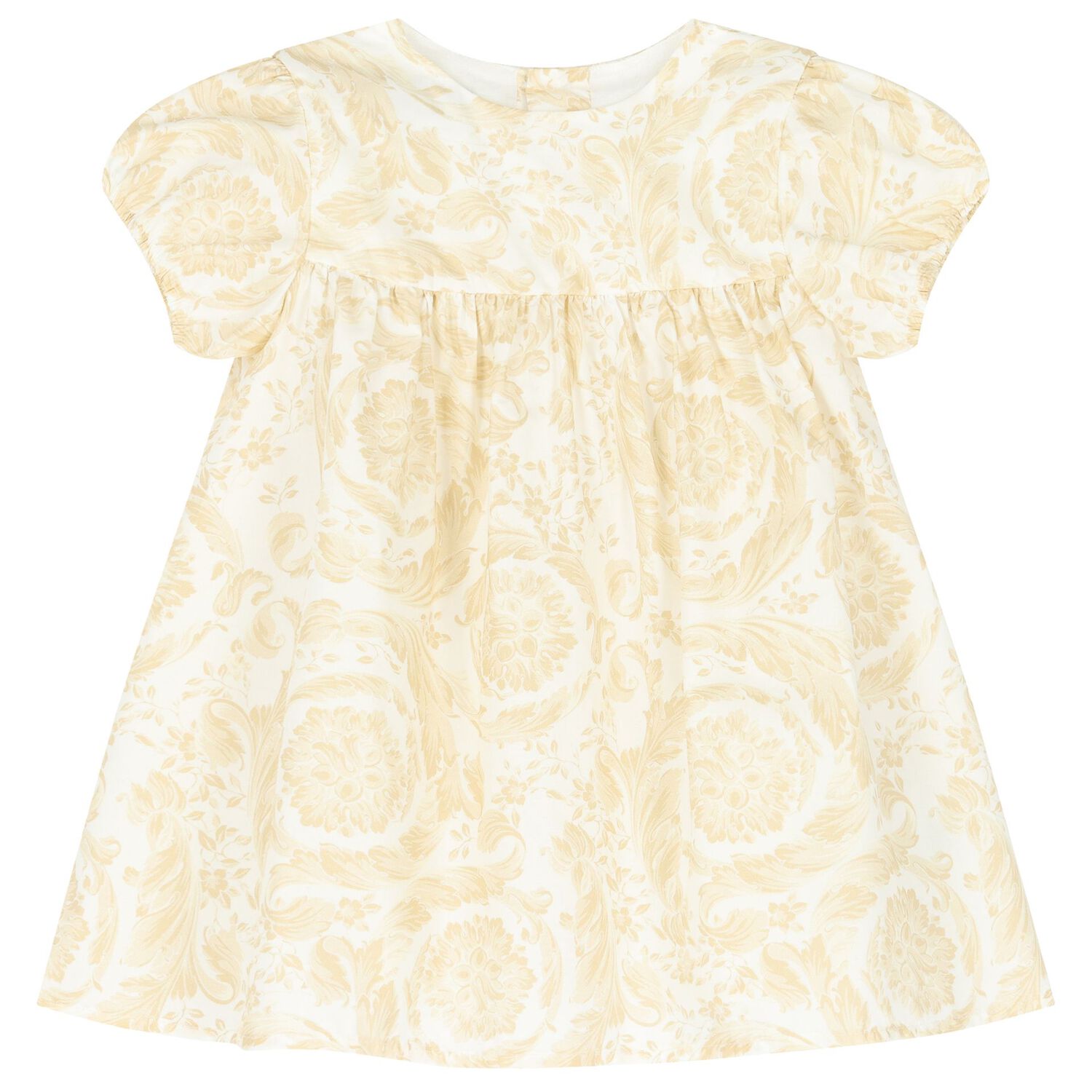 Younger Girls White & Beige Barocco Dress Set, 1, hi-res
