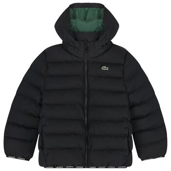 Boys Black Logo Puffer Jacket