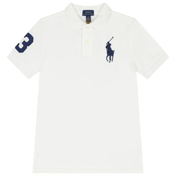 Boys White Logo Polo Shirt