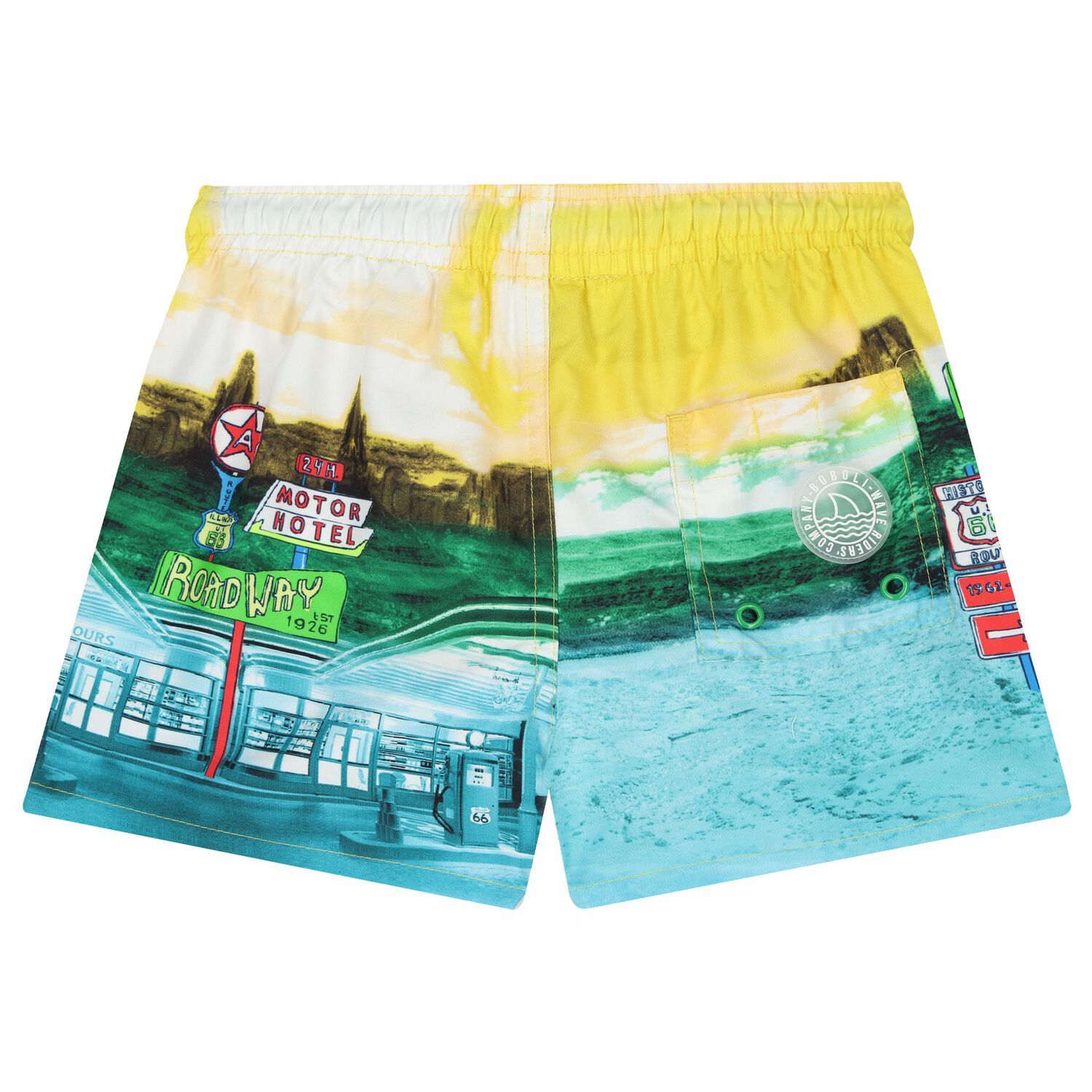 Boys Yellow Logo Swim Shorts, 1, hi-res