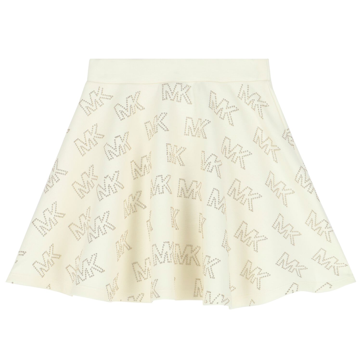 Girls Ivory & Gold Studded Logo Skirt, 1, hi-res image number null