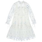 Girls White & Blue Floral Tulle Dress , 1, hi-res