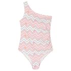 Girls White Zig Zag Swimsuit, 1, hi-res
