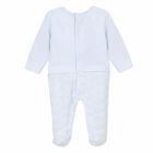Boys Blue Velour Babygrow, 1, hi-res