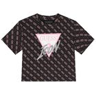 Girls Black Logo T-Shirt, 4, hi-res
