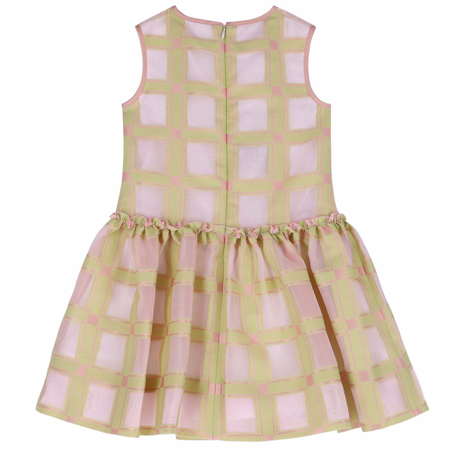 Girls Green & Pink Sleeveless Dress, 1, hi-res image number null