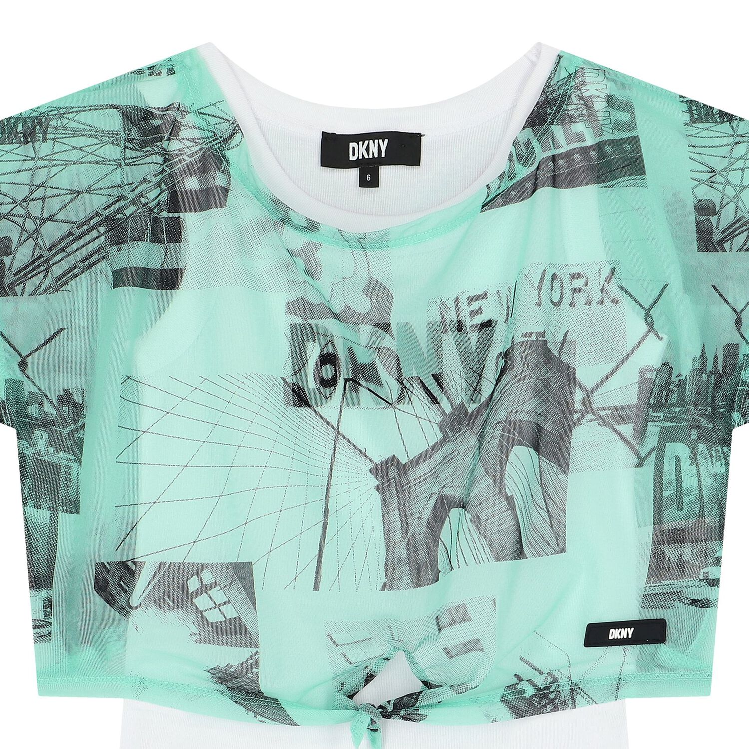 Girls White & Green Logo 2-in-1 Top, 1, hi-res image number null