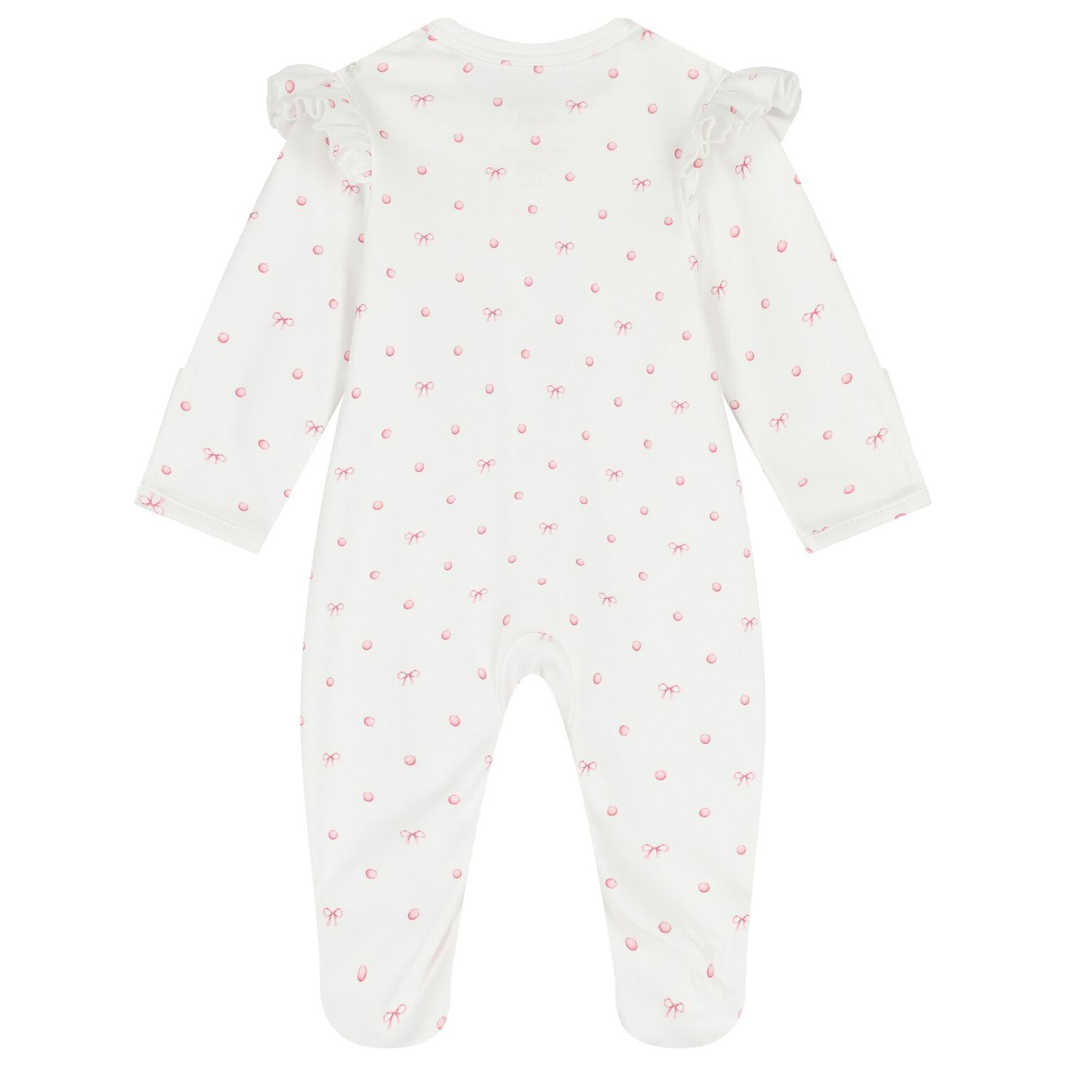 Baby Girls White & Pink Bow Babygrow Set, 1, hi-res