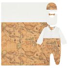 Beige & Ivory Geo Map Babygrow Gift Set, 1, hi-res
