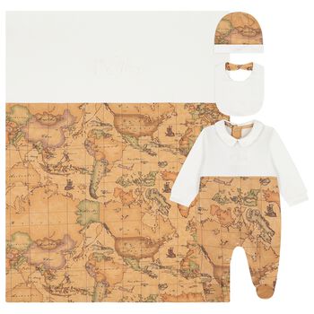 Beige & Ivory Geo Map Babygrow Gift Set