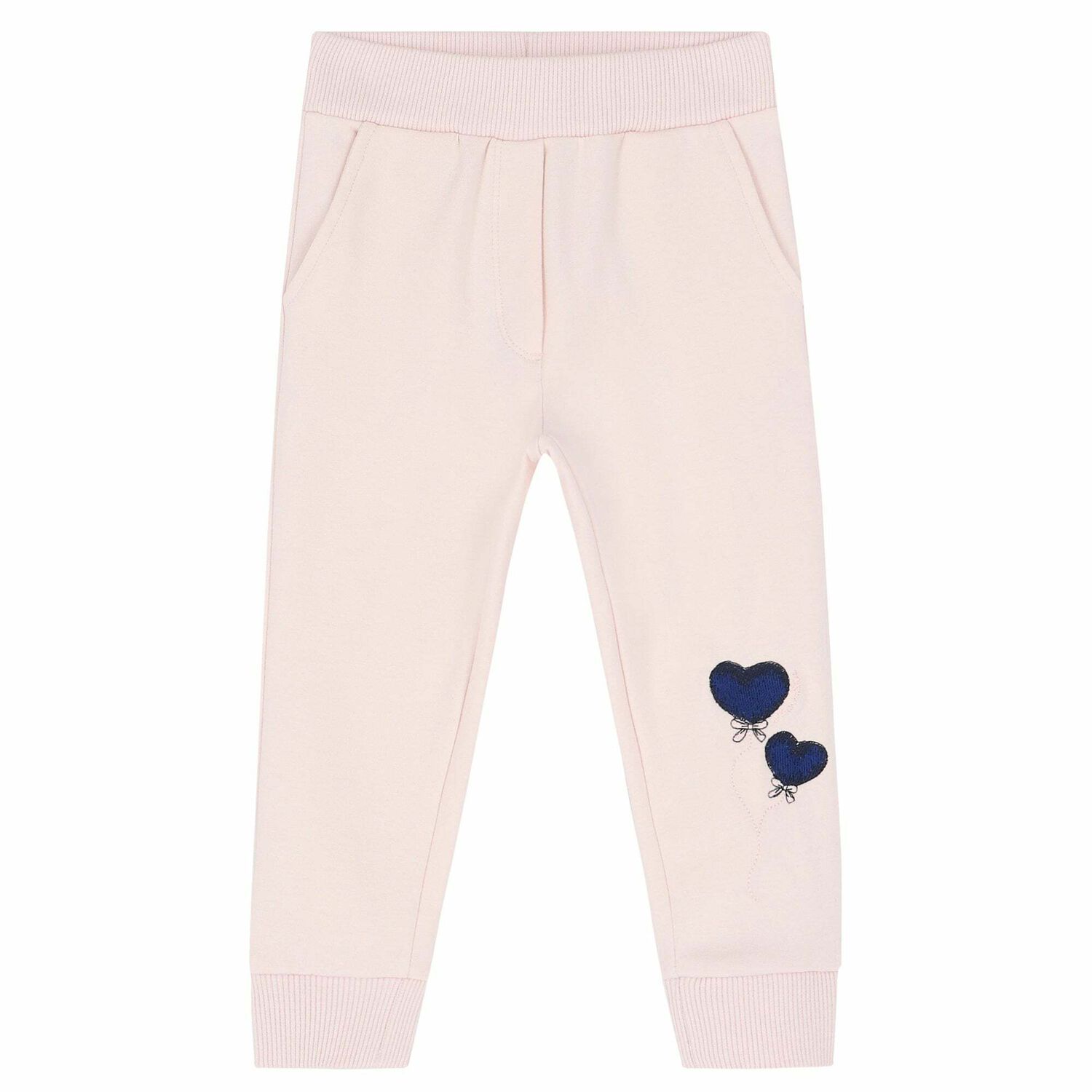 Younger Girls Pink Heart Joggers, 1, hi-res