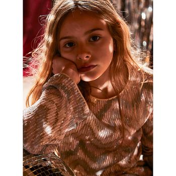 Girls Pink Sequins Long Sleeve Top