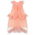 Girls Pink Tulle Ruffled Dress, 1, hi-res
