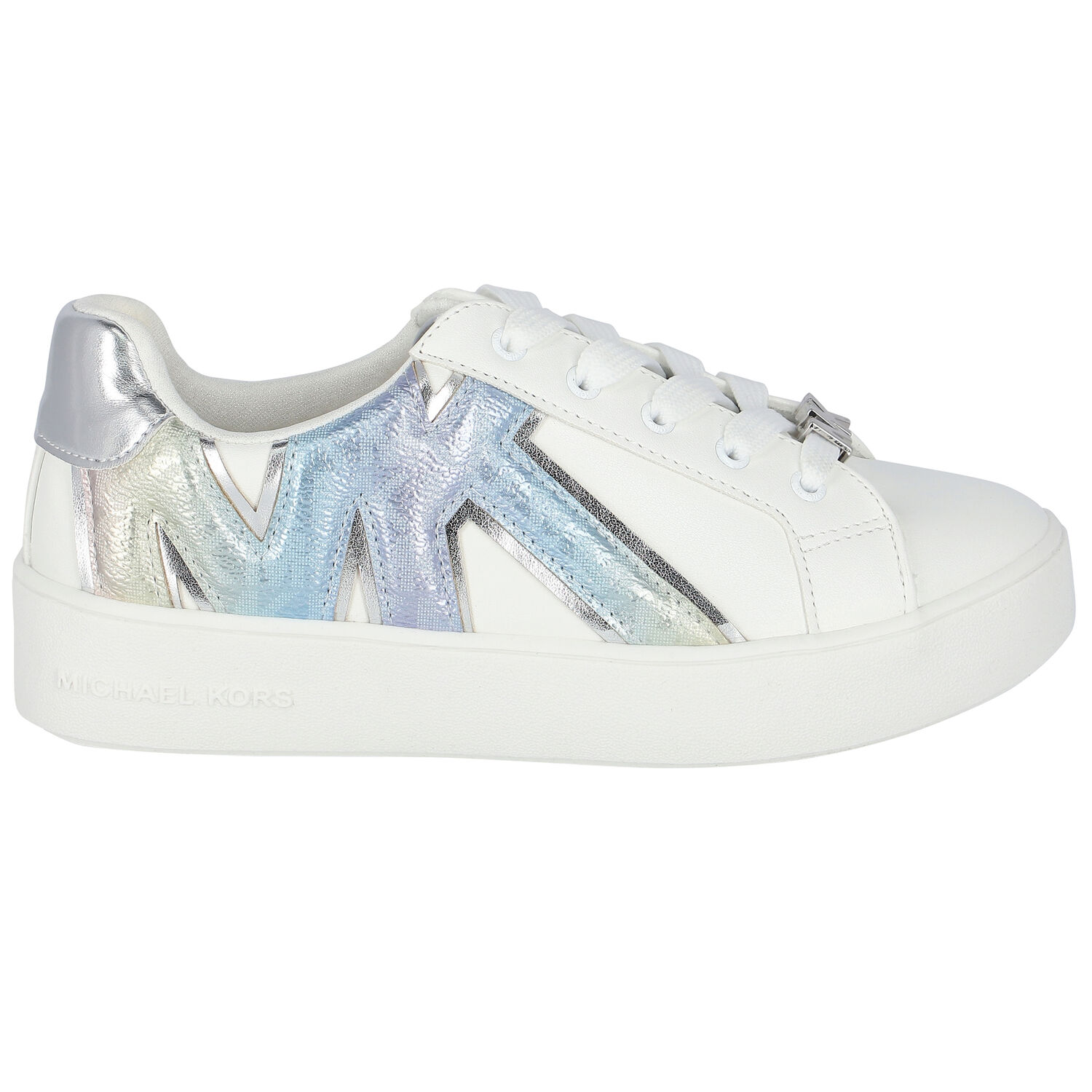 Girls White Logo Trainers, 1, hi-res