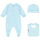 Blue Teddy Bear Logo Babygrow Gift Set, 3, hi-res