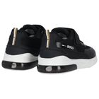 Boys Black Logo Trainers, 1, hi-res