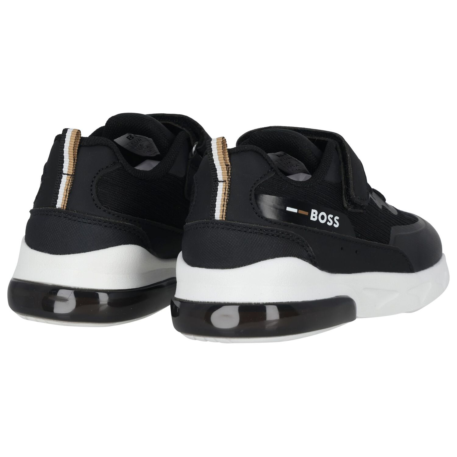 Boys Black Logo Trainers, 1, hi-res