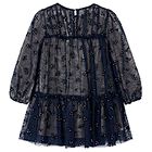Girls Navy Blue Floral Tulle Dress, 1, hi-res