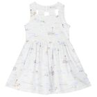 Girls White & Blue Cotton Dress, 1, hi-res