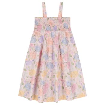 Girls Pink Floral Tiered Dress