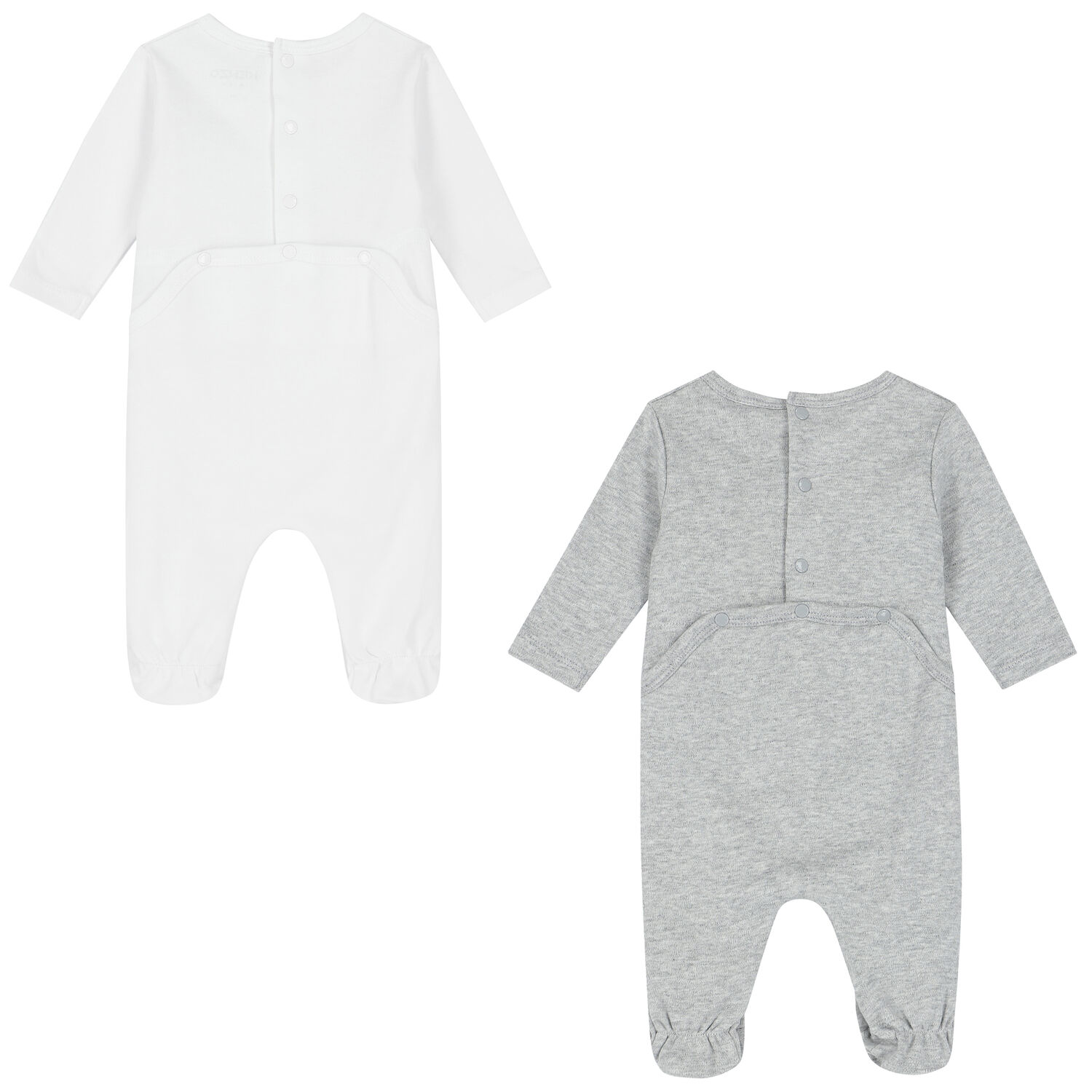 Baby Girls White & Grey Logo Babygrow ( 2-Pack ), 1, hi-res