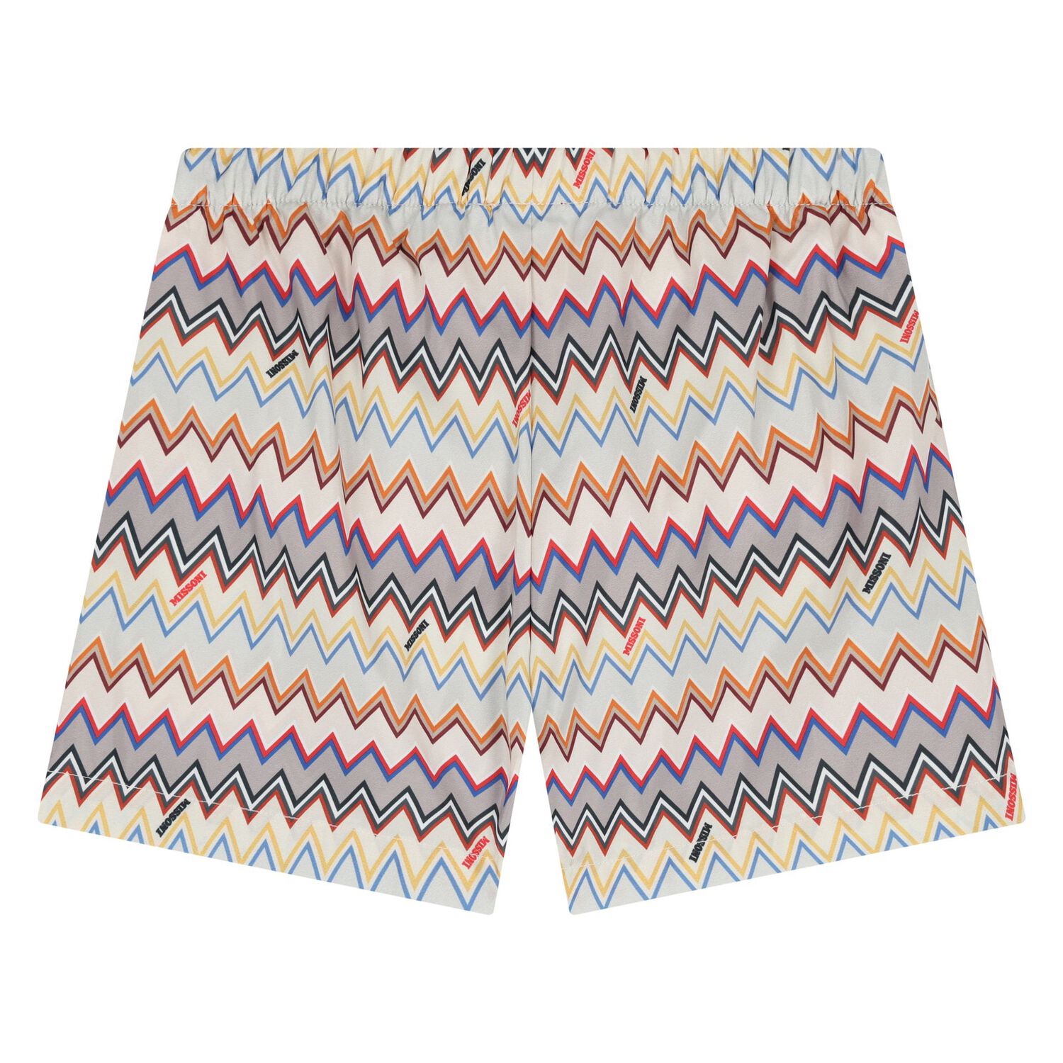 Younger Boys Beige Zigzag Swim Shorts, 1, hi-res