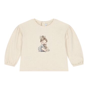 Younger Girls Beige Printed Long Sleeve Top