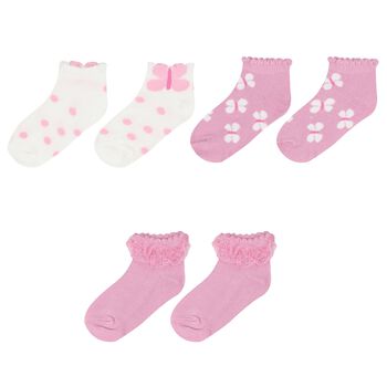 Baby Girls Pink Butterfly Socks ( 3-Pack )