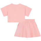 Girls Pink Teddy Logo Skirt Set, 3, hi-res