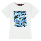 Boys White & Blue Logo Shorts Set, 1, hi-res