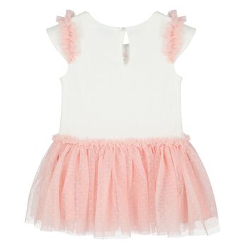 Younger Girls Ivory & Pink Dress