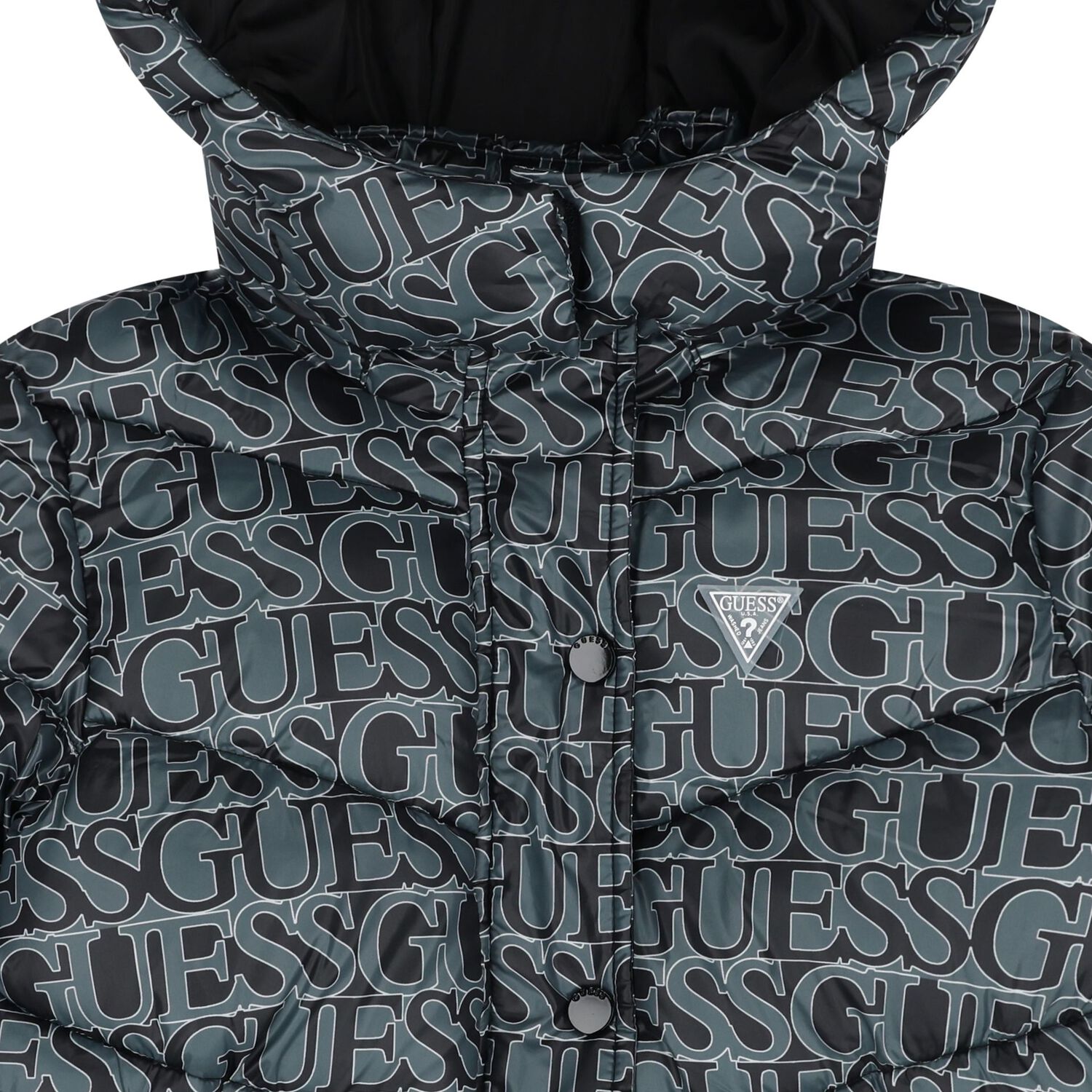 Boys Black & Green Logo Padded Puffer Jacket, 1, hi-res image number null