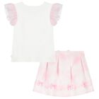 Girls White & Pink Balloon Skirt Set, 1, hi-res