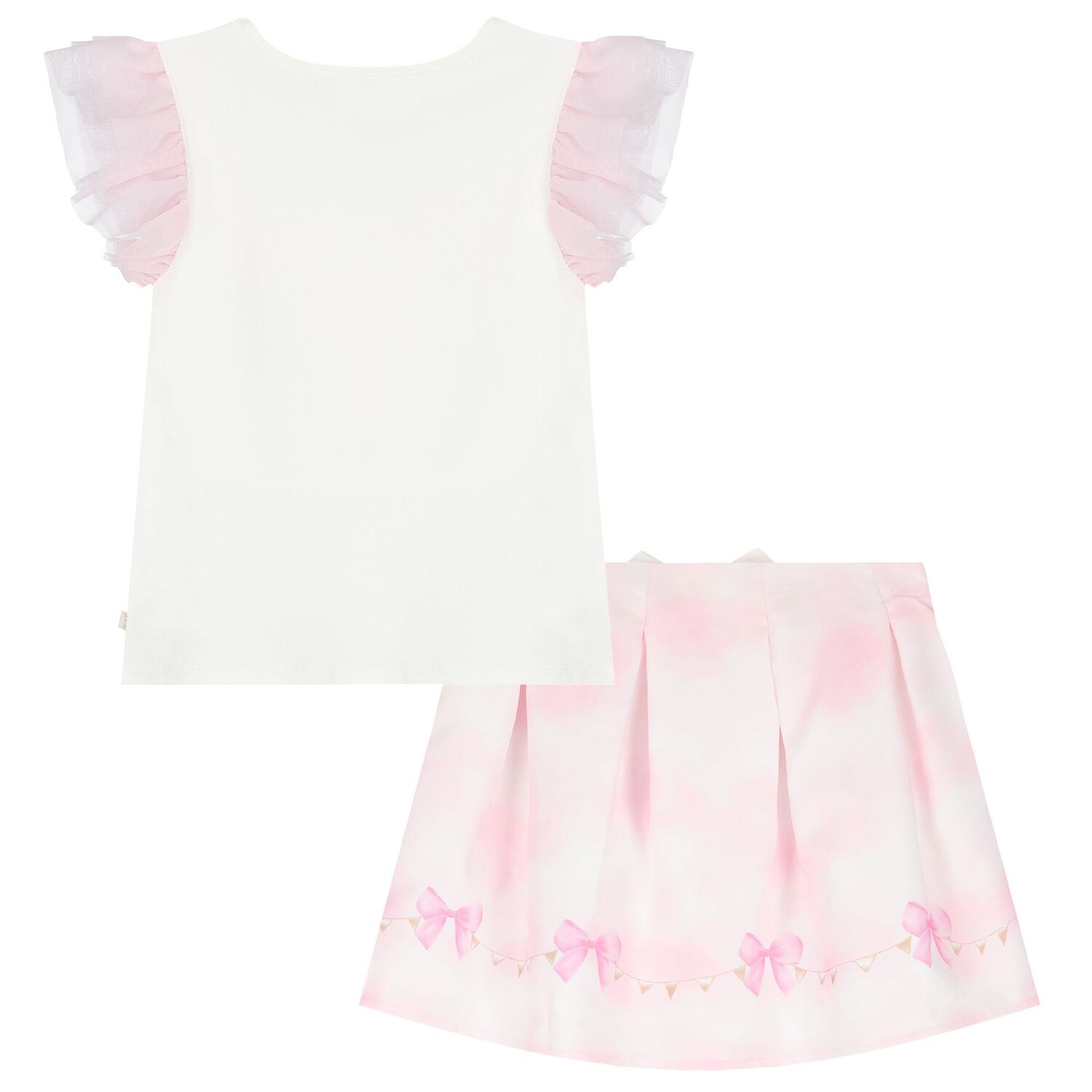 Girls White & Pink Balloon Skirt Set, 1, hi-res image number null