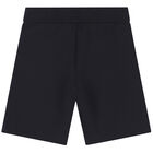 Boys Navy Blue Logo Shorts, 1, hi-res