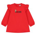 Younger Girls Red Teddy Bear Logo Dress, 1, hi-res