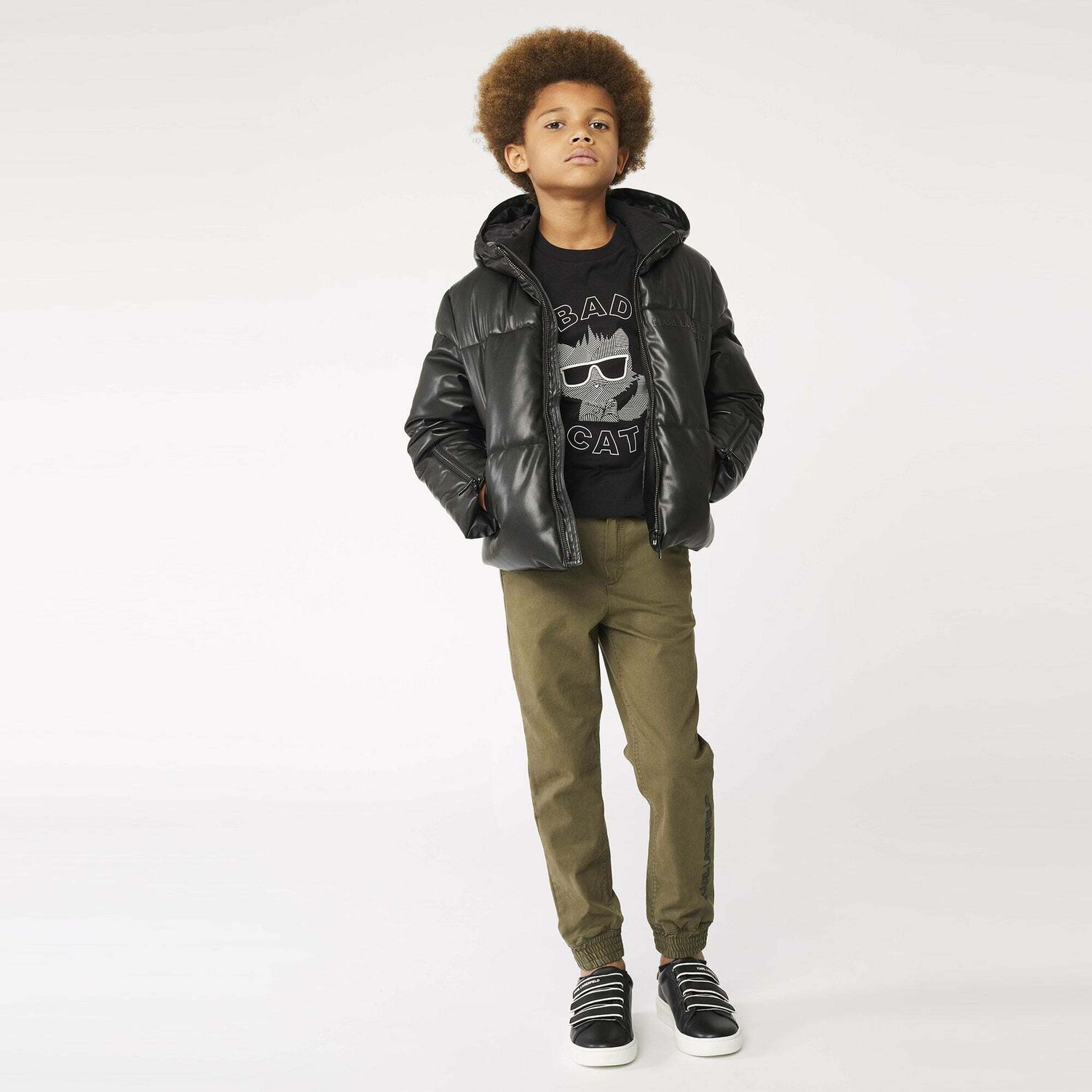 Boys Black Logo Trainers, 1, hi-res