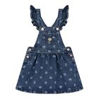 Baby Girls Pink & Denim Blue Dungaree Set, 1, hi-res