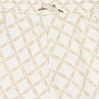 Girls Ivory & Gold Logo Shorts, 1, hi-res