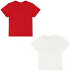 Younger Boys Red & Ivory Logo T-Shirts ( 2-Pack ), 2, hi-res