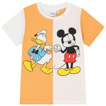 Boys White & Orange Disney Mickey Mouse T-Shirt
