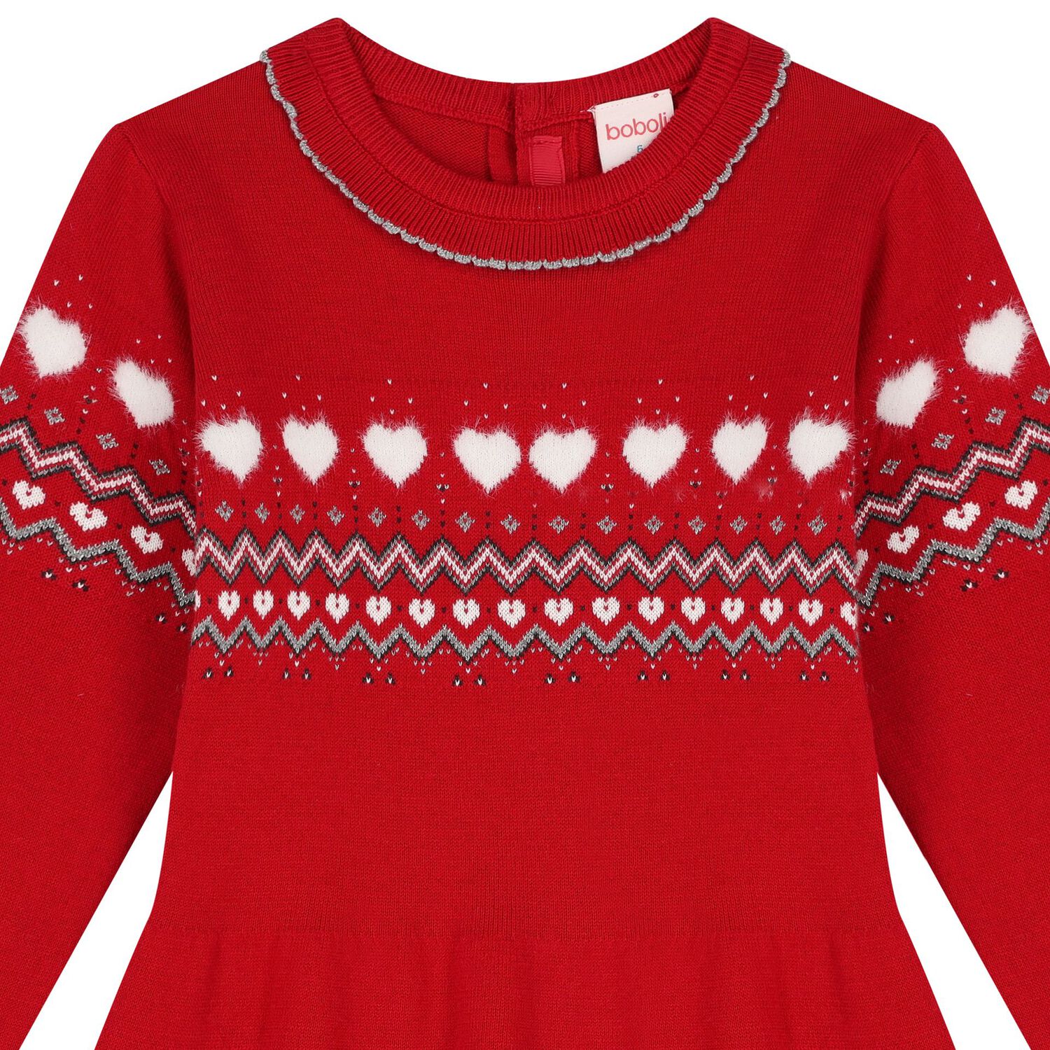 Girls Red Long Sleeve Dress, 1, hi-res