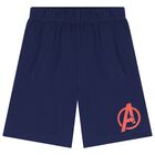 Boys White & Navy Blue Marvel Shorts Set, 1, hi-res