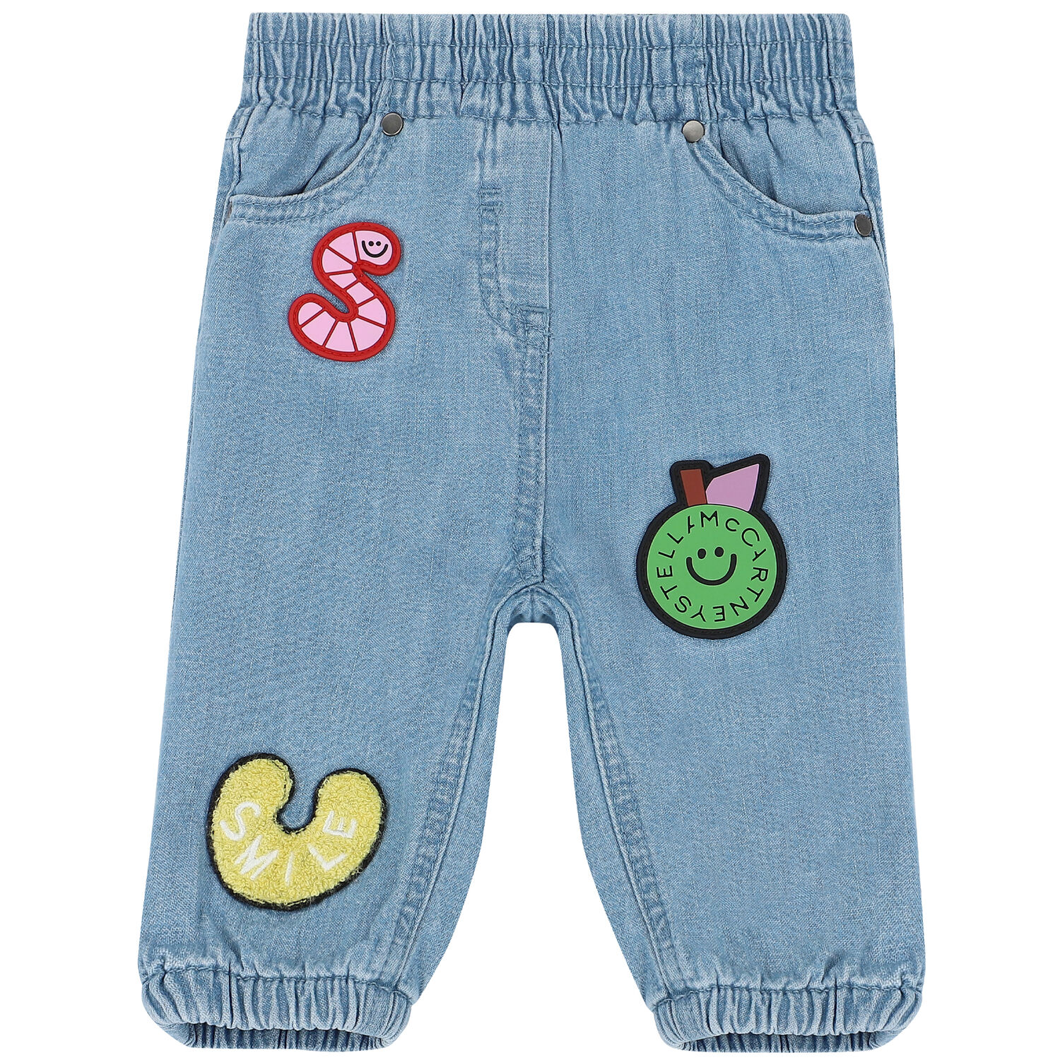 Younger Girls Blue Denim Trousers, 1, hi-res