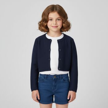 Girls Navy Blue Knitted Cardigan