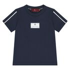 Younger Boys Navy Blue Logo T-Shirt, 4, hi-res