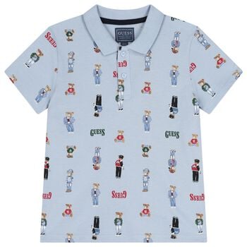 Boys Blue Teddy Bear Logo Polo Shirt
