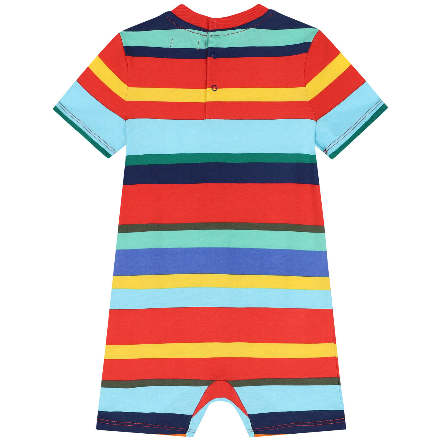 Baby Boys Multi-Colored Striped Polo Bear Romper, 1, hi-res
